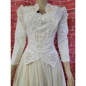 Jessica McClintock Victorian Style WEDDING dress Ivory Lace Mesh Sz 12 EUC!  #C1